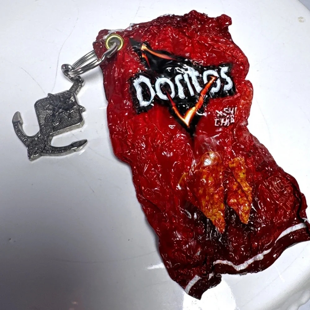 Handmade Doritos Bag Keychain Knights of Columbus Anchor Red Silver